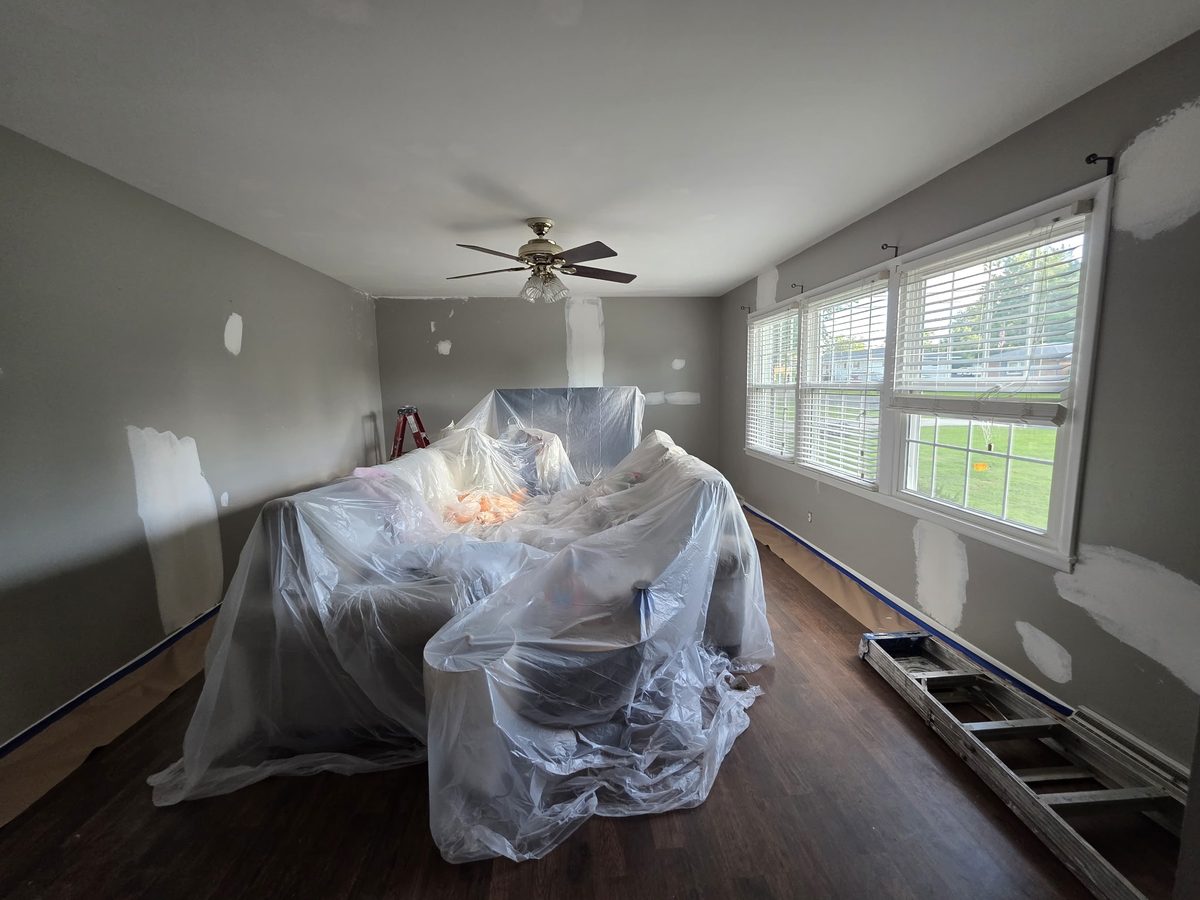 Interior wall repair in progress